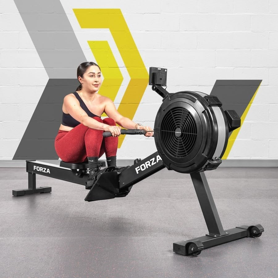 Foldable Air Rowing Machine 10-Level Resistance Digital Monitor Home Rower 136KG