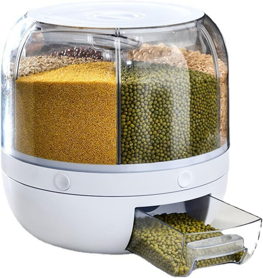 6 Grid 360° Rotating Rice Dispenser Airtight Big
