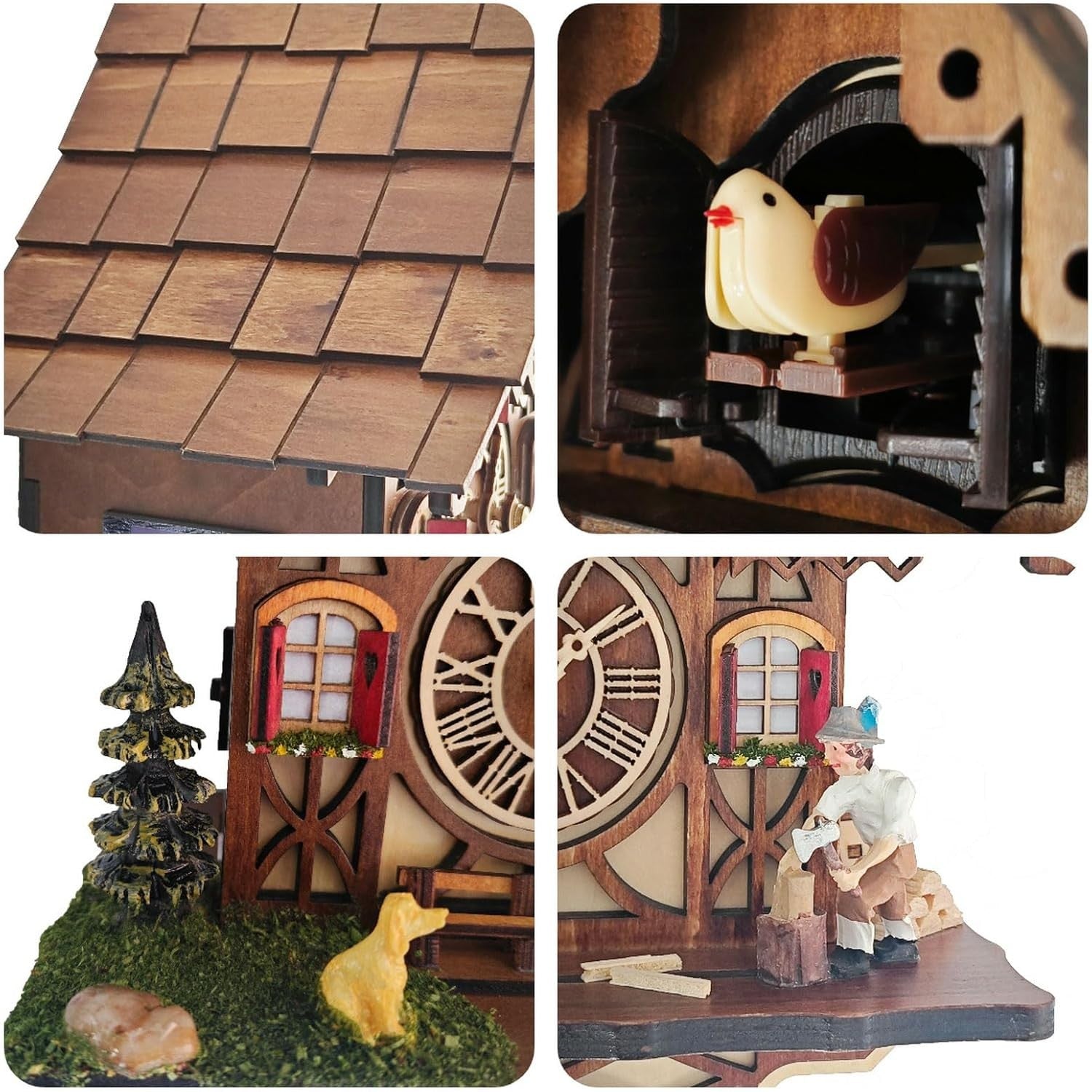 Traditional Cuckoo Clock Wall Decor 12 Melodies Night Mode Volume Control