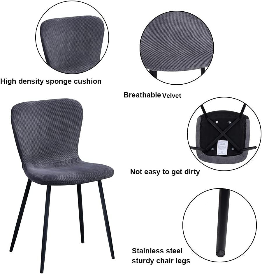 Modern 120cm Glass Dining Table & 4 Grey Velvet Chairs 4-Seater Set