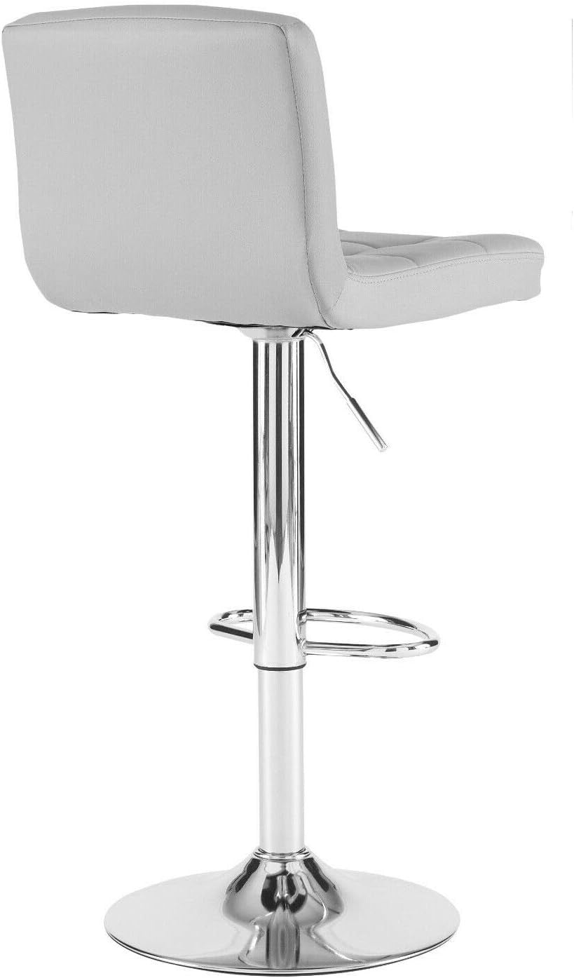 Adjustable Swivel Bar Stools Set of 2 | Grey Faux Leather Chrome