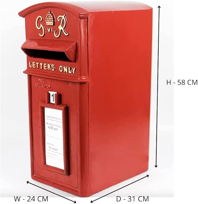 Lockable Cast Iron Wall Mounted Post Box – Weatherproof Royal Mailbox Red