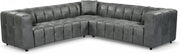 Grey Faux Leather 5 Seater L Shaped Corner Sofa – Deep Seats + Cushions