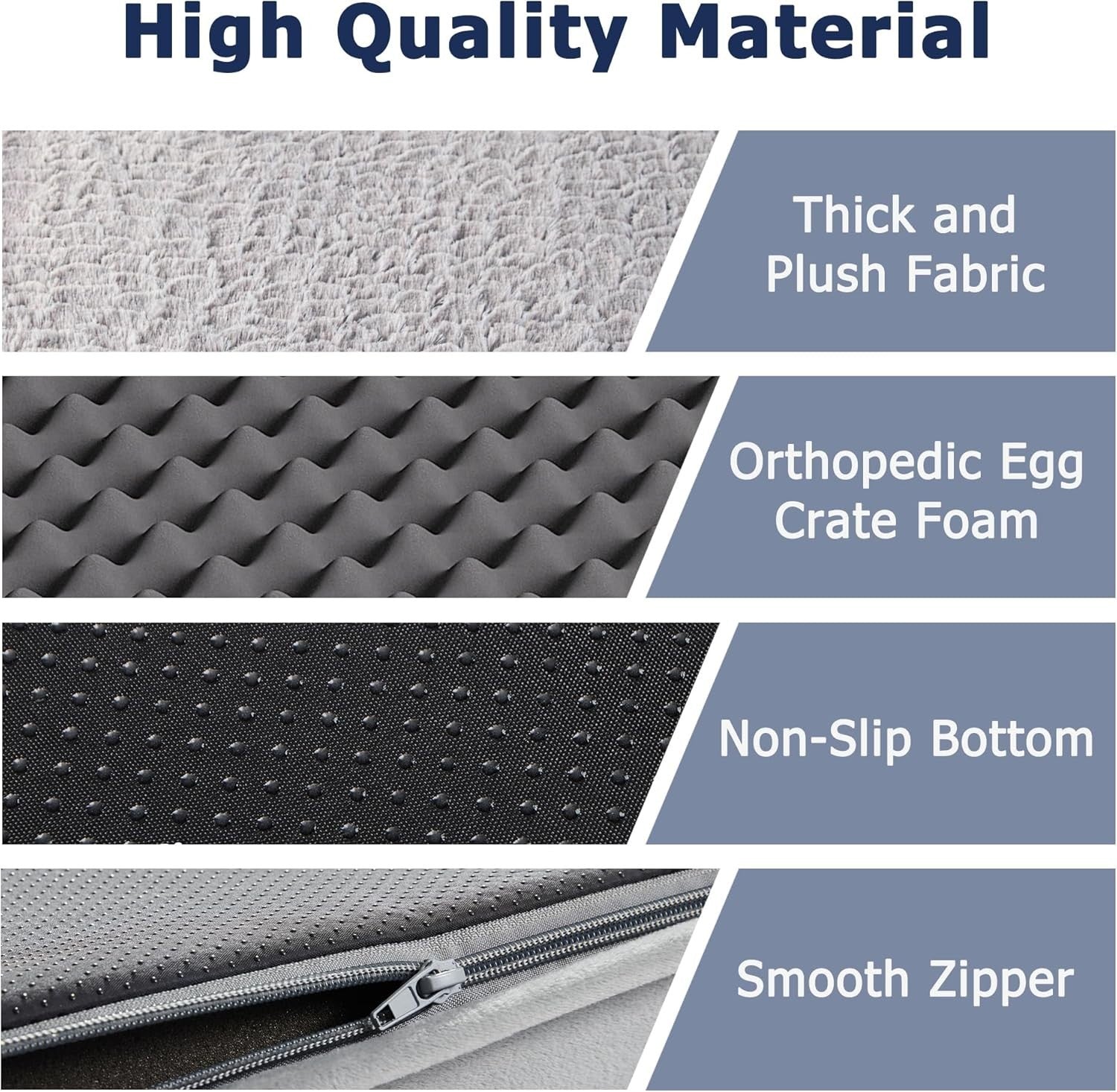 Orthopedic Dog Bed 71x58cm Waterproof Washable Grey