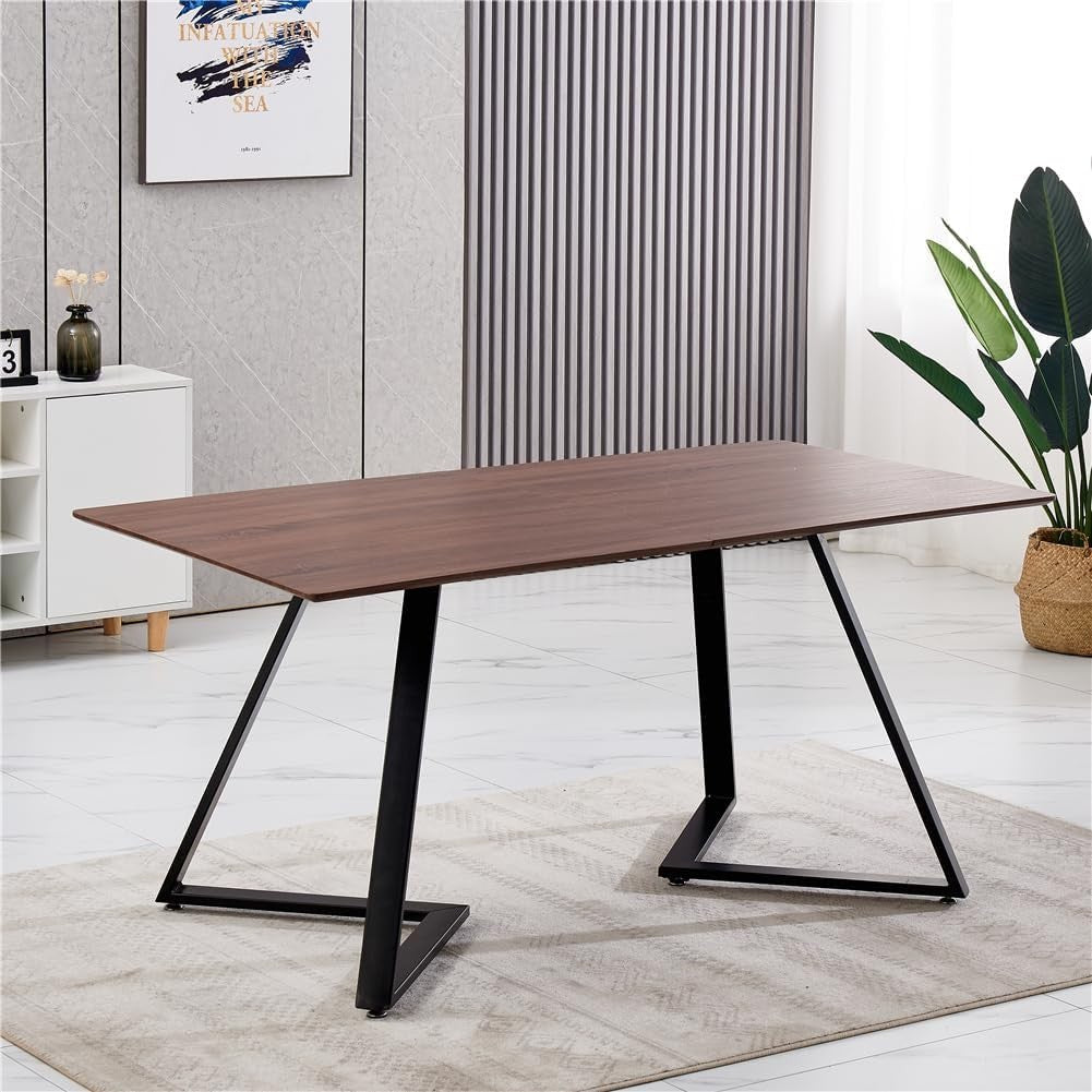 Modern Dining Table Set with 6 Black Faux Leather Chairs Oak 150x80cm
