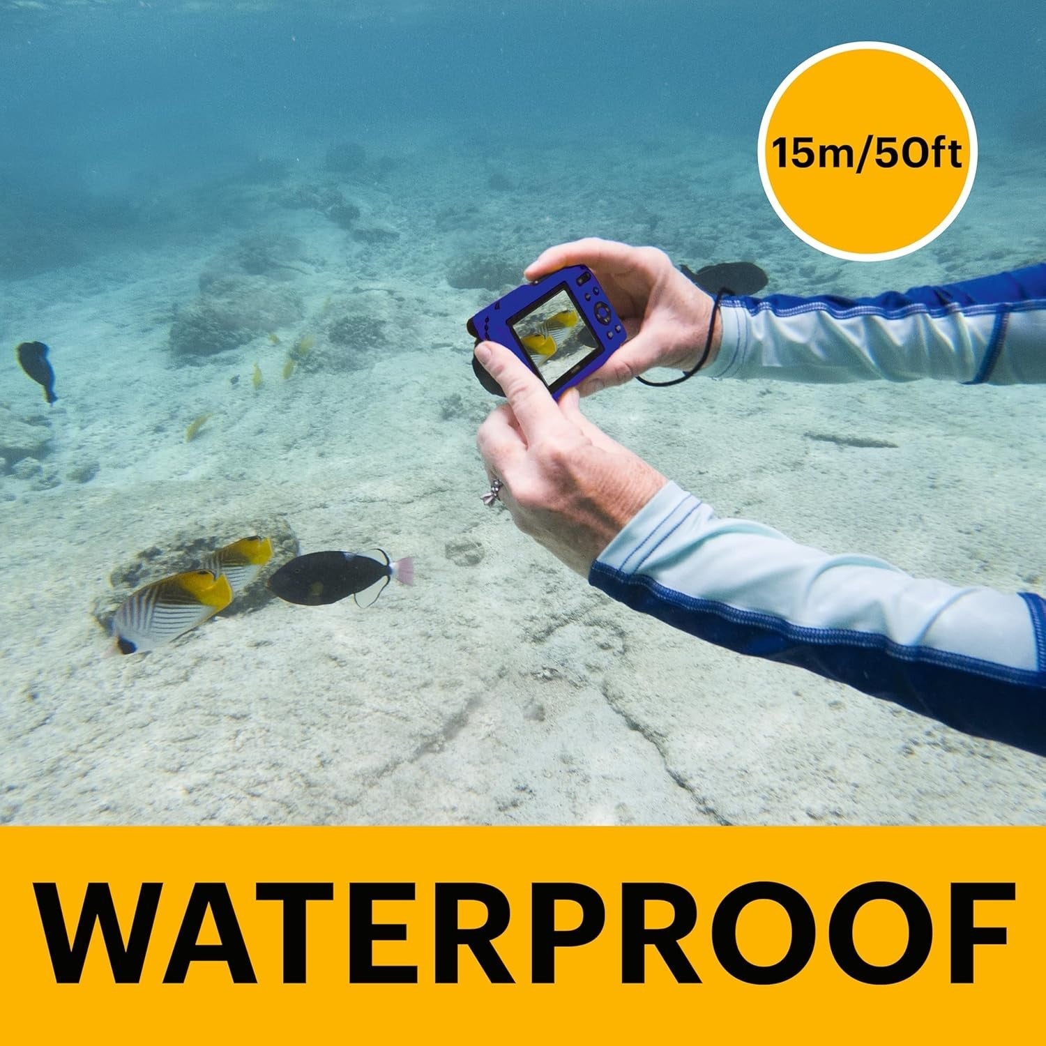 Waterproof Tough Digital Camera 16MP 4X Zoom Full HD Compact Blue