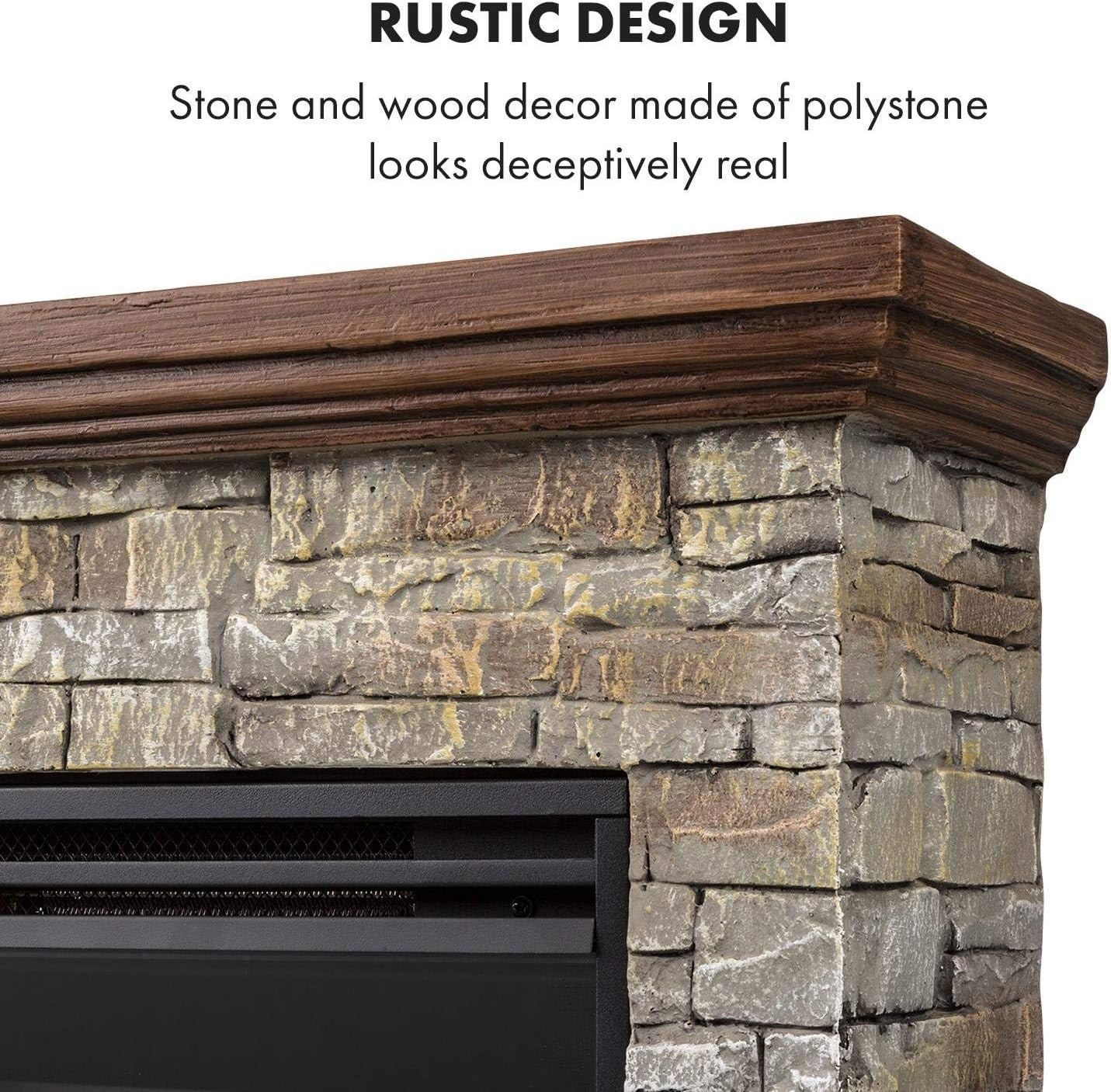 Electric Fireplace 1800W LED Flame Log Effect Heater with Remote Control