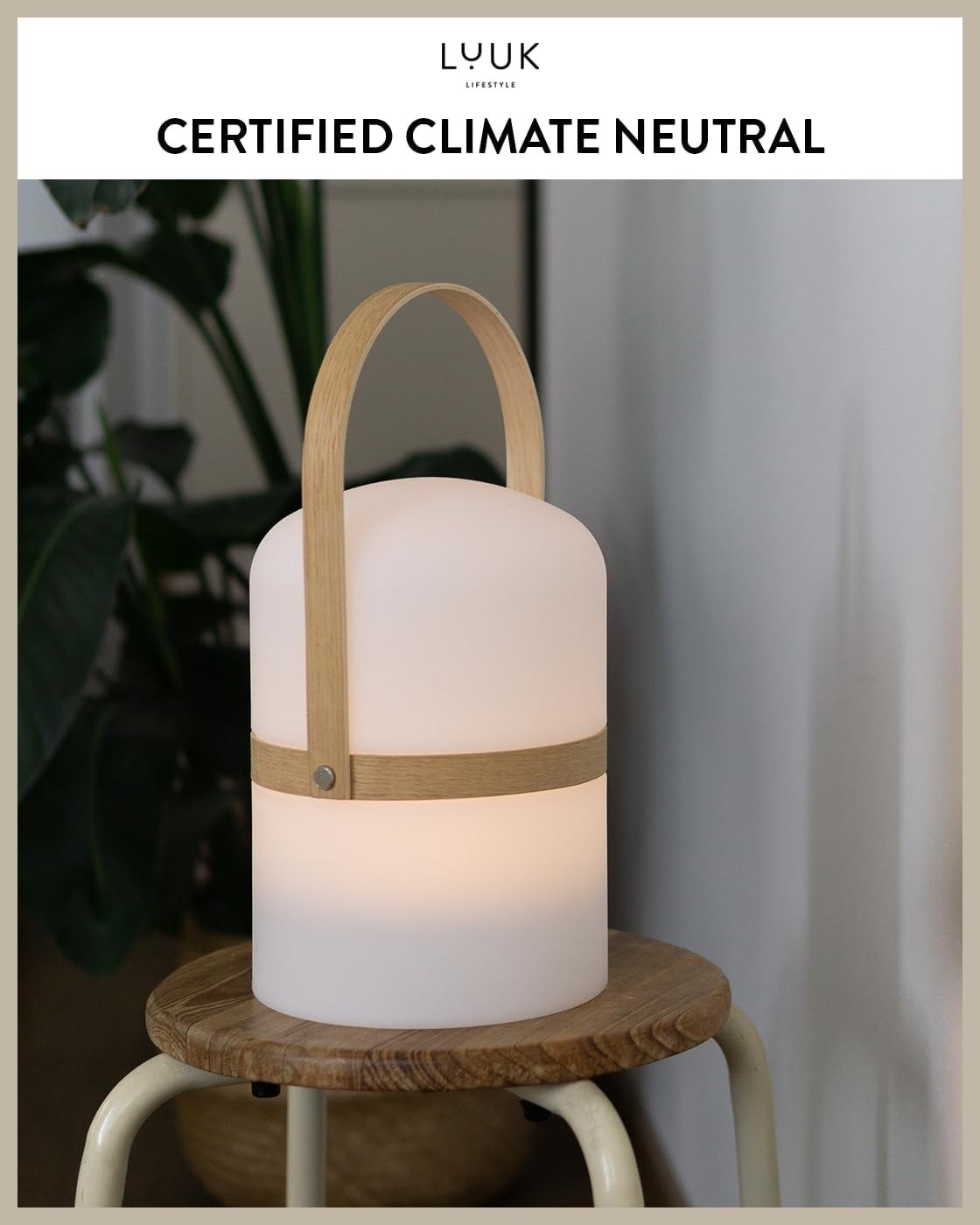 LED Lantern Wood 36cm Rechargeable Portable Light