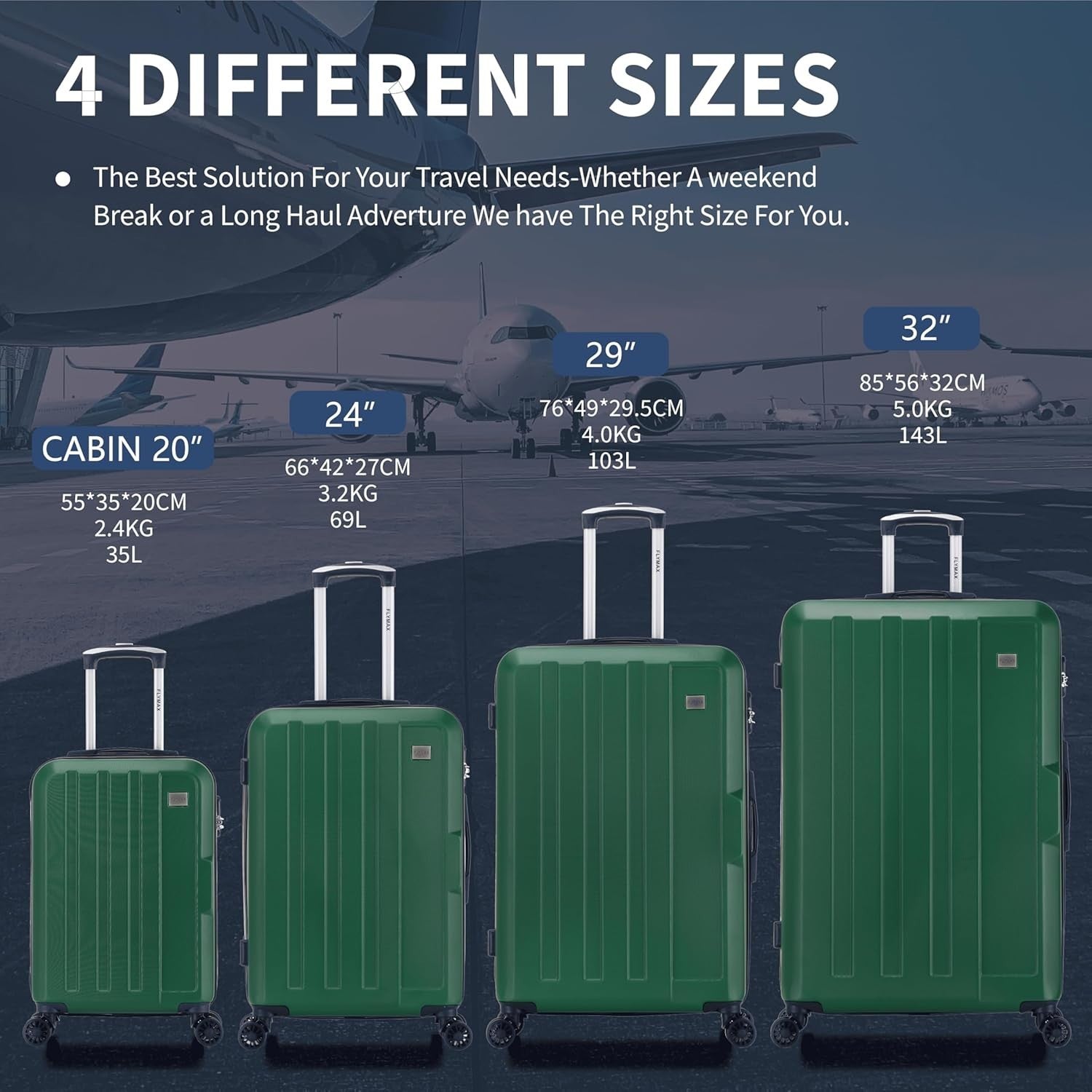 Compact Cabin Travel Case 55x35x20 Ultra Light ABS 4 Wheel Spinner 35L