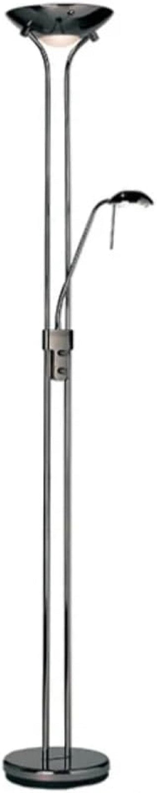 Mother Child Floor Lamp Uplighter Dimmable Reading Light Black Chrome