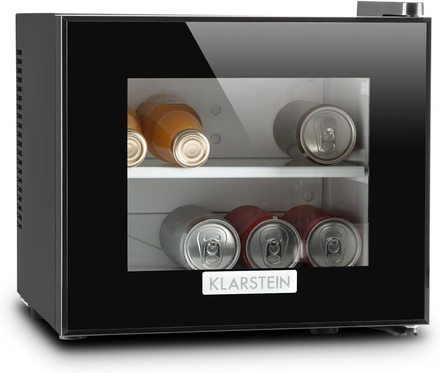 Mini Fridge Frosty 10L Compact Cooler Glass Door LED Energy Saving Black 12-18°C