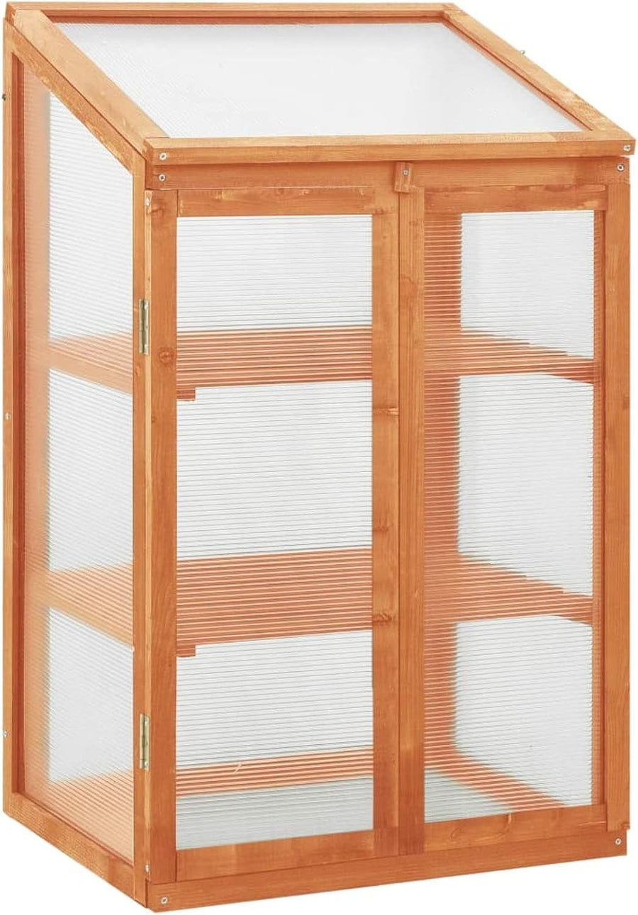 Wooden Mini Greenhouse 60x45x100cm | Firwood & Polycarbonate Cold Frame