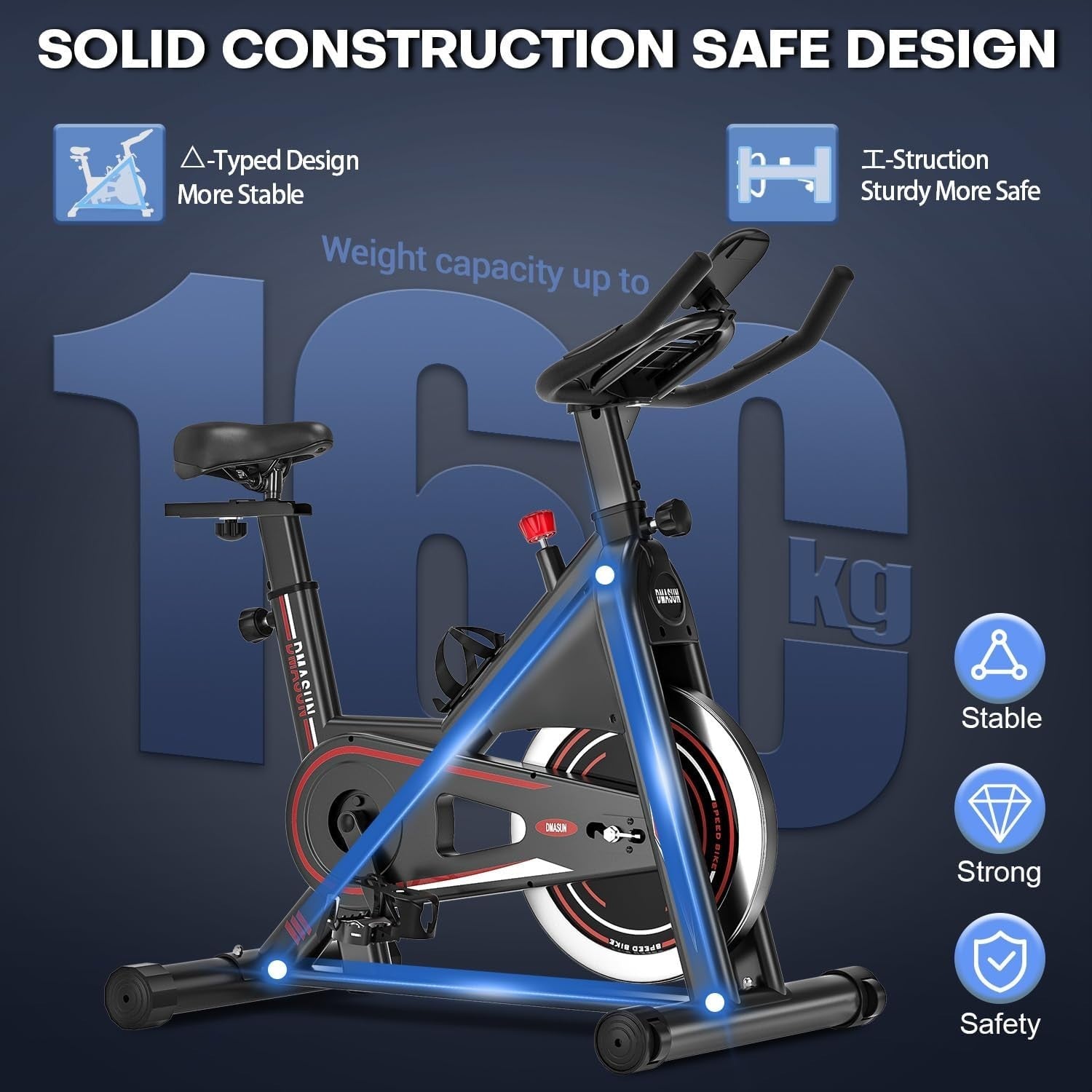 Magnetic Indoor Exercise Bike w/ LCD Monitor, Heavy-Duty Frame & 160kg Capacity