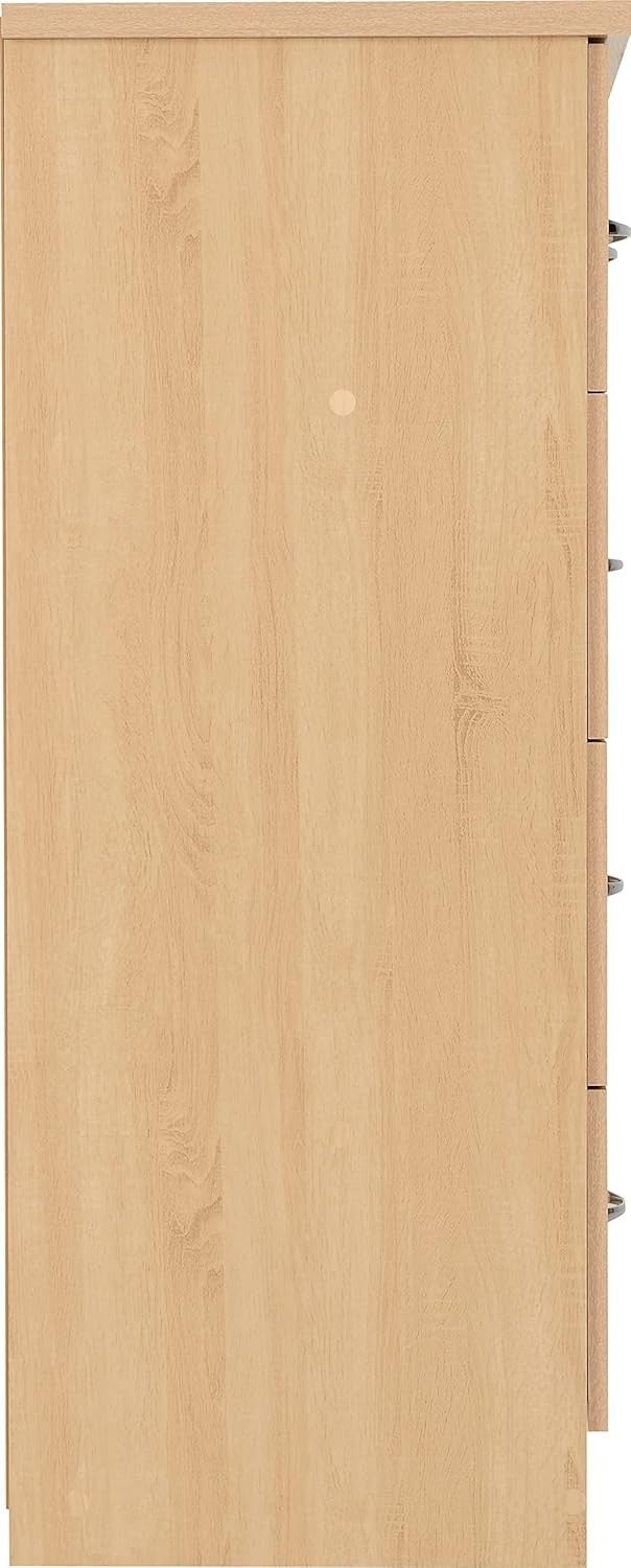 Sonoma Oak 5 Drawer Chest of Drawers Tall Slim Bedroom Storage Cabinet