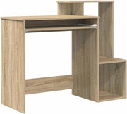 Sonoma Oak Desk 106x40cm Modern Wood Office Table with Storage Shelves