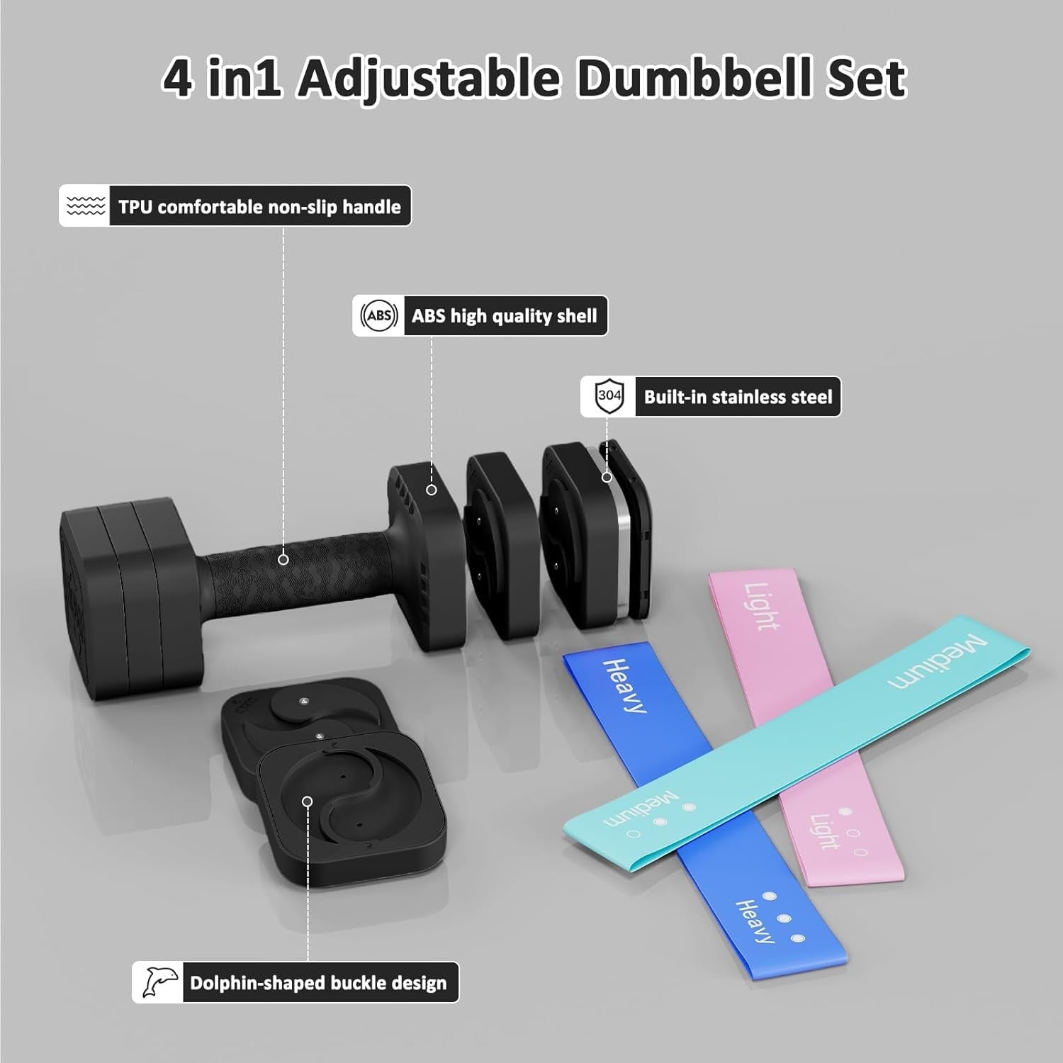 2.5kg Adjustable Dumbbells Pair 4-in-1 Non Slip Hand Weights Band