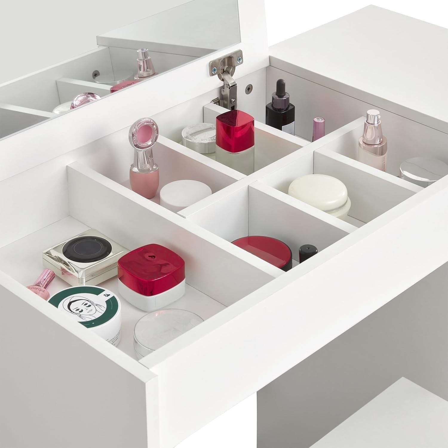 White Dressing Table Vanity Set Flip Up Mirror Desk 1 Drawer Storage Stool