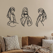 3Pcs Metal Wall Art Abstract Woman Drawing Decor Set