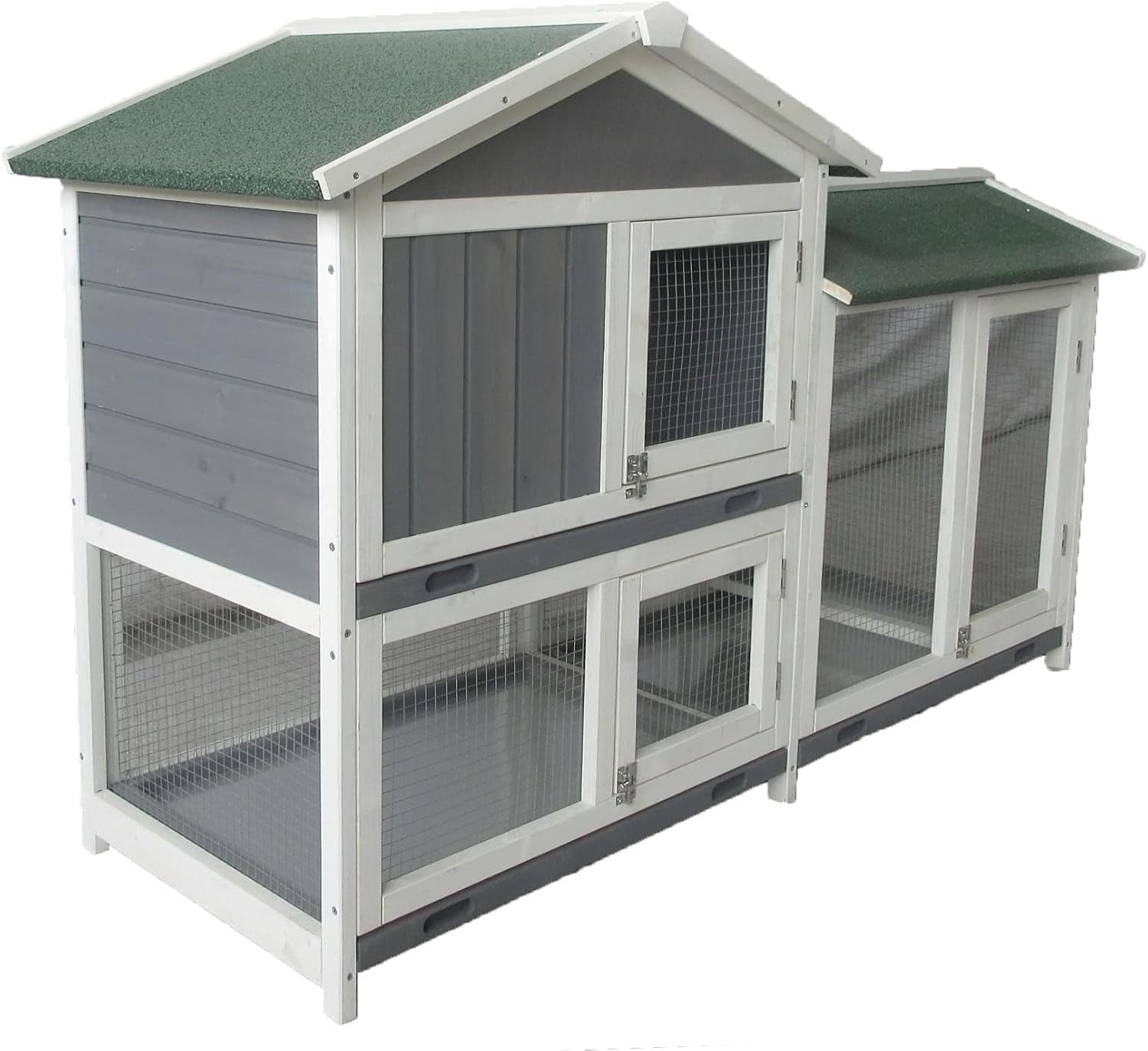 Large Double Decker Rabbit Hutch with Run Extra Deep Outdoor Wooden Cage