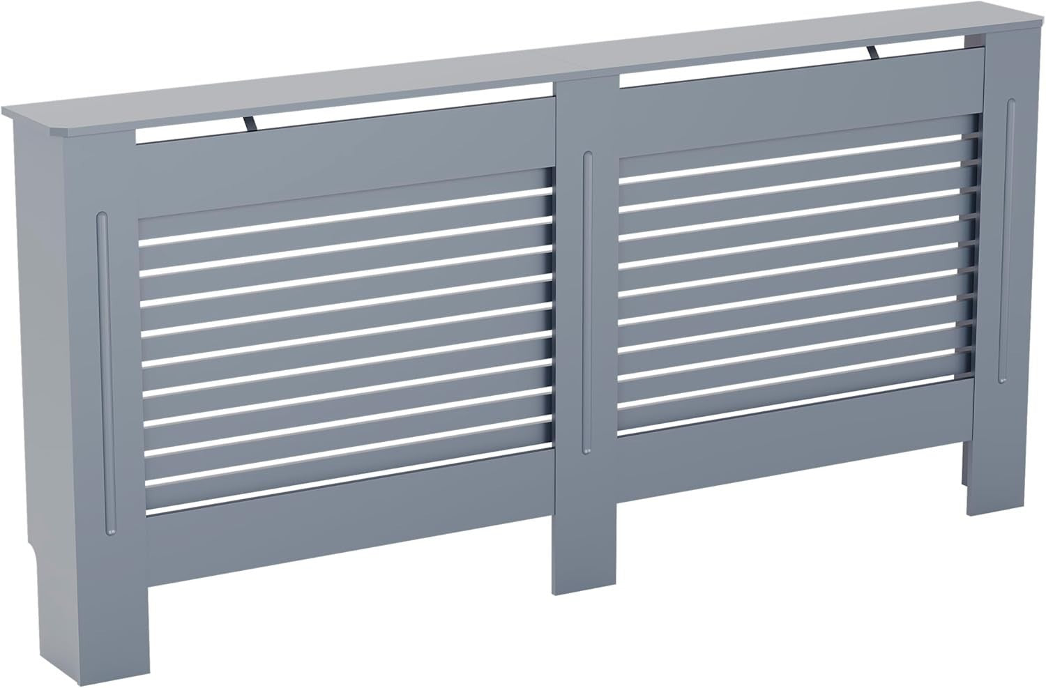 Extra Large Grey Radiator Cover 162x80x16cm Modern MDF Slatted Heating Cabinet