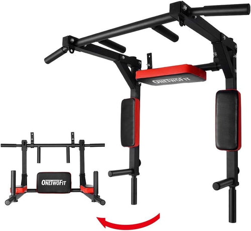 Wall-Mounted Pull Up Bar & Dip Station – Foam Cushions Home Gym Tower