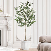 4ft Artificial Olive Tree Tall Plant Indoor Decor Natural Trunk Realistic Leaves