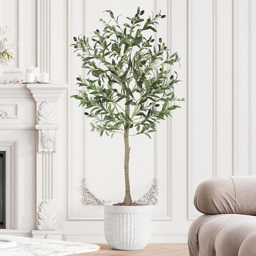 4ft Artificial Olive Tree Tall Plant Indoor Decor Natural Trunk Realistic Leaves