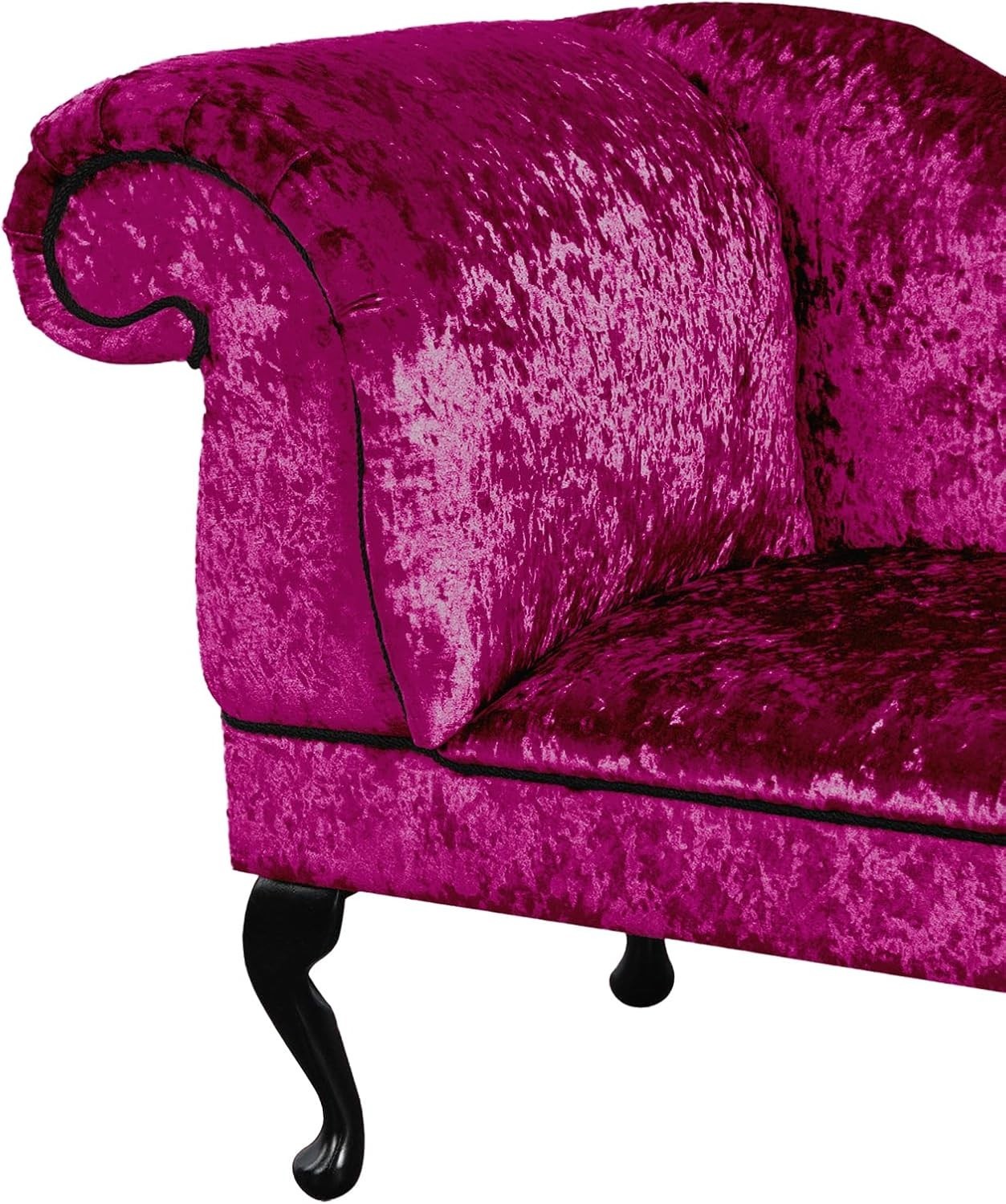 Fuschia Pink Velvet Chaise Lounge Left Hand – Handmade Stylish Accent Seat