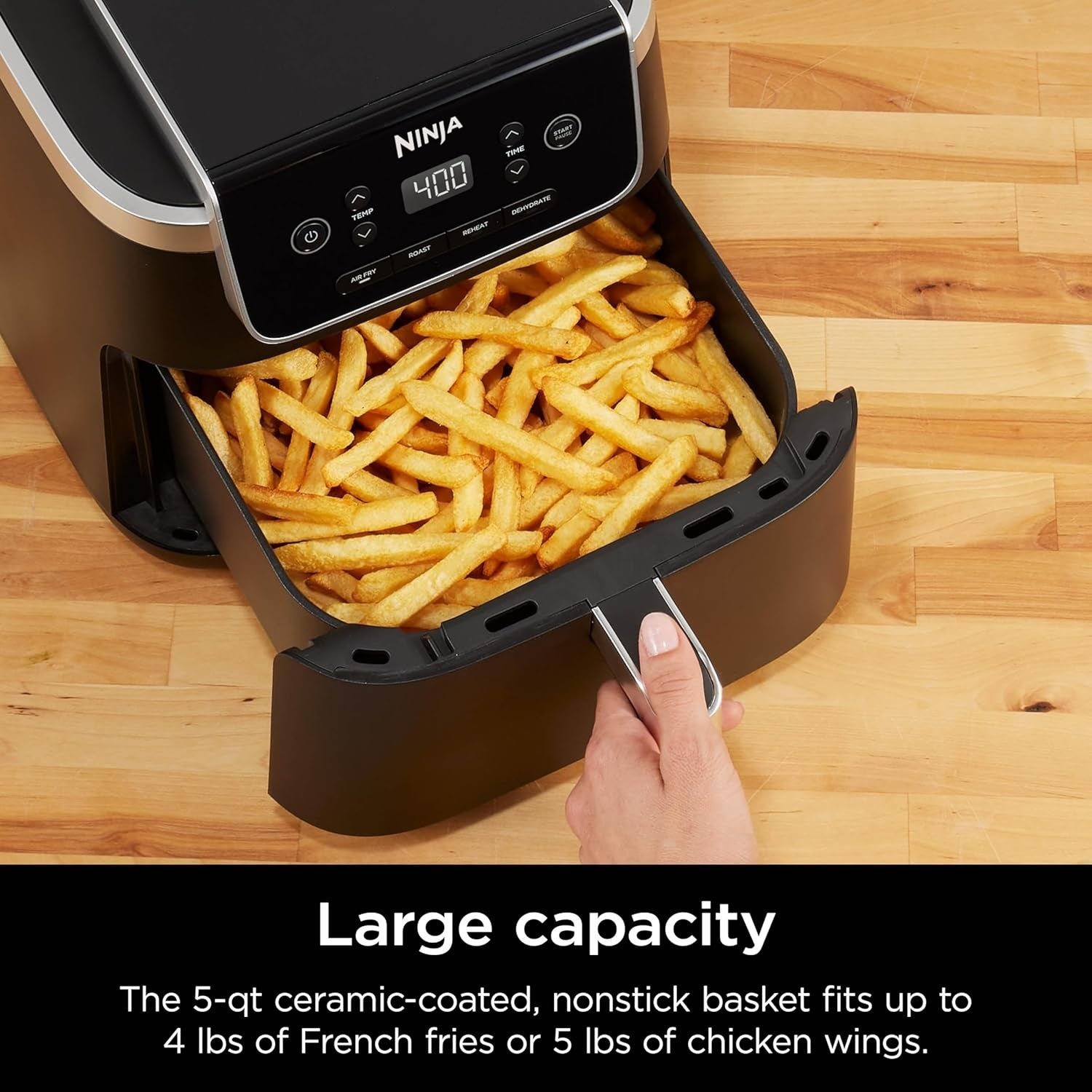 Air Fryer Pro 5QT 4-in-1 400°F Air Crisp Roast Reheat Dehydrate Nonstick