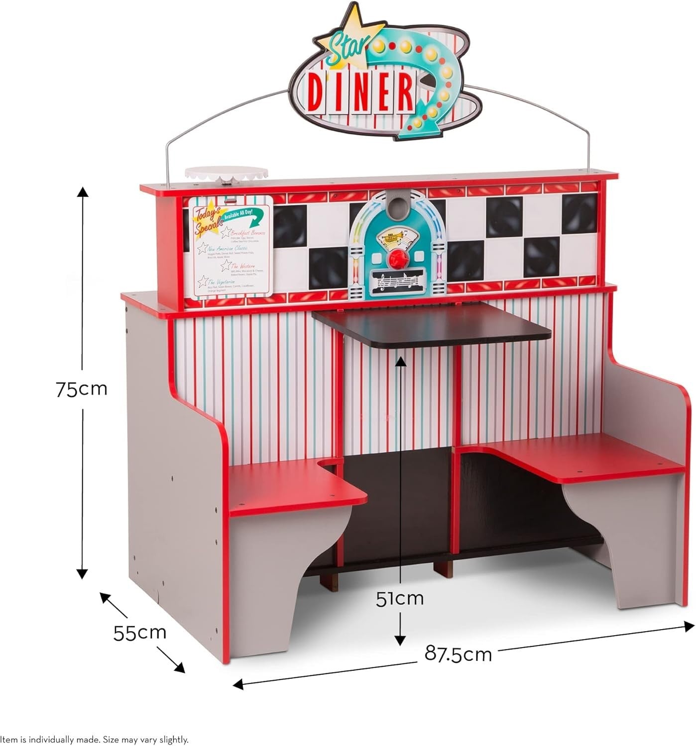 Wooden Kids Diner Restaurant Playset Café Kitchen Role Play Toy