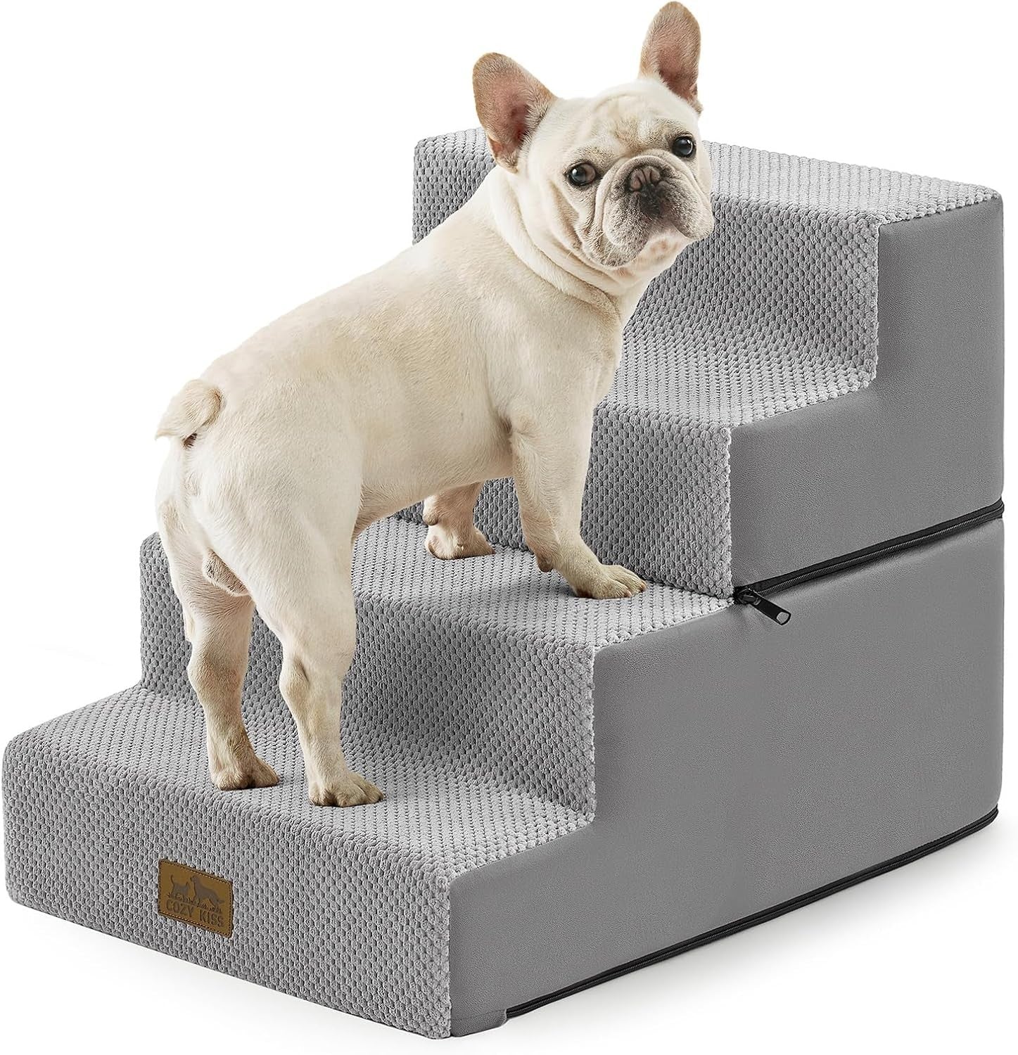 4 Tier Dog Stairs for Small Dogs Non Slip 45cm High Grey