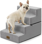 4 Tier Dog Stairs for Small Dogs Non Slip 45cm High Grey