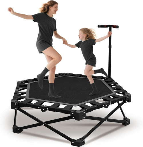 Indoor Fitness Trampoline 106cm Foldable Rebounder Adjustable Handle