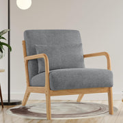 Mid Century Accent Armchair Wood Frame Lounge Chair Dark Grey
