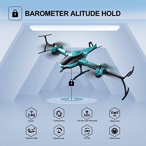 Mini Drone with 1080p Camera, RC Helicopter with 2 Batteries, Altitude Hold Toy