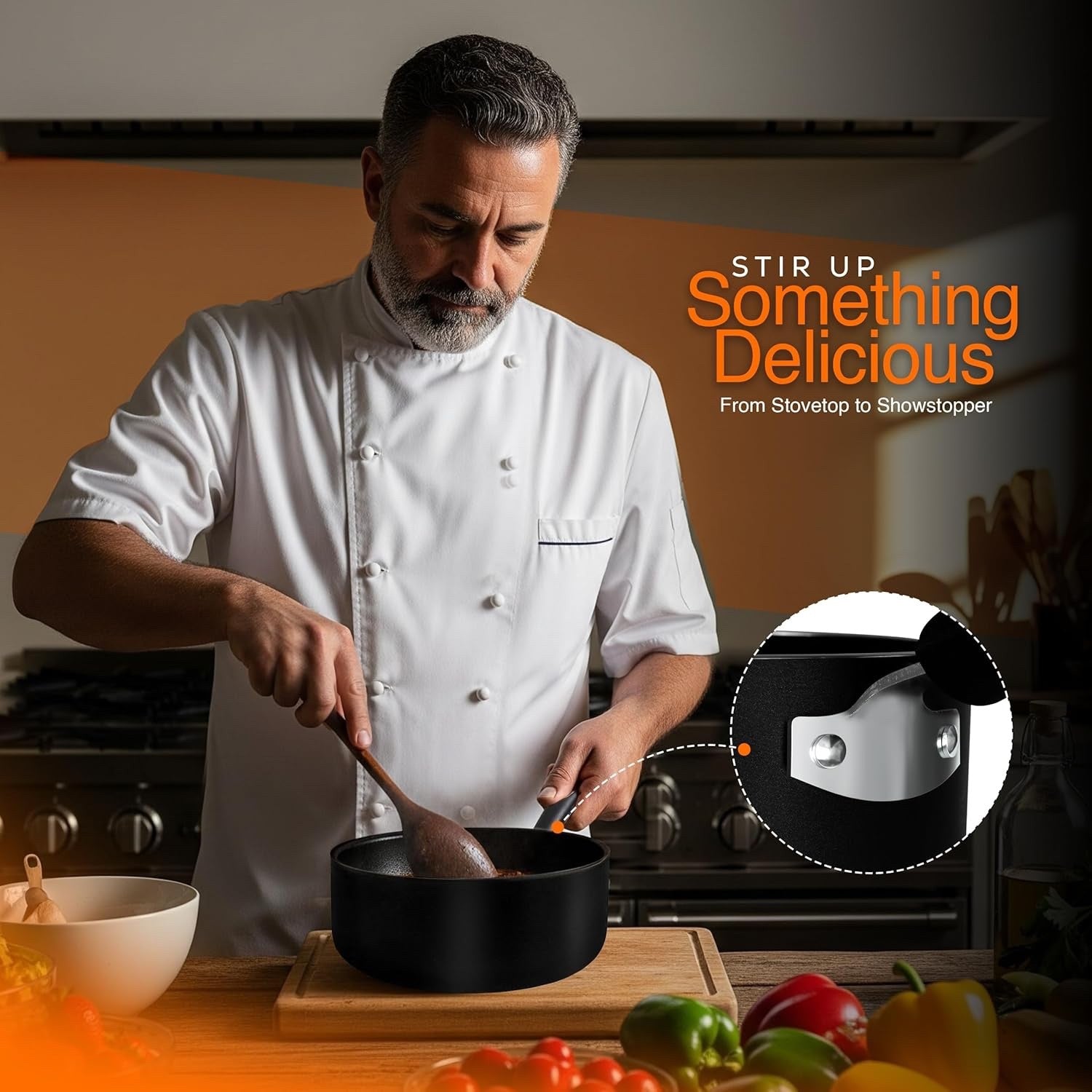 18cm Black Non-Stick Saucepan with Glass Lid, 2L Induction Milk Pan
