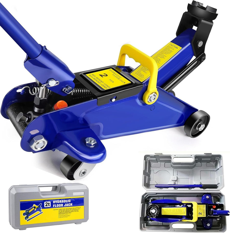 2 Ton Low Profile Hydraulic Trolley Jack 135–320mm w/ Case Heavy Duty Blue