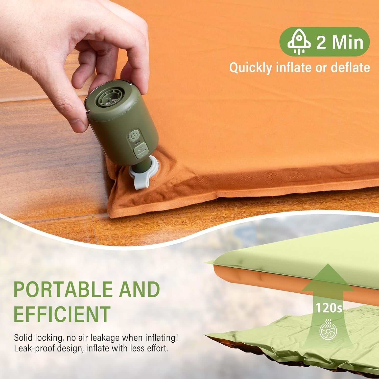 Inflatable Car Camping Mattress SUV Memory Foam Bed for 2 Adults