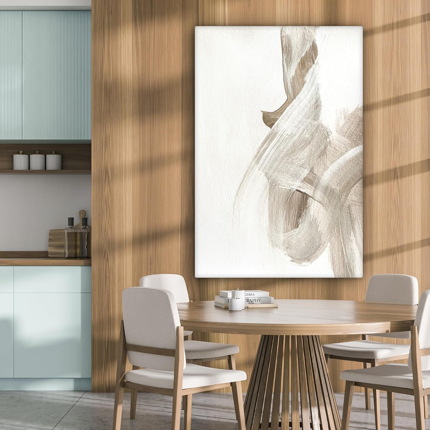 Large Beige Abstract Canvas Wall Art Modern Minimalist Painting 80x120cm