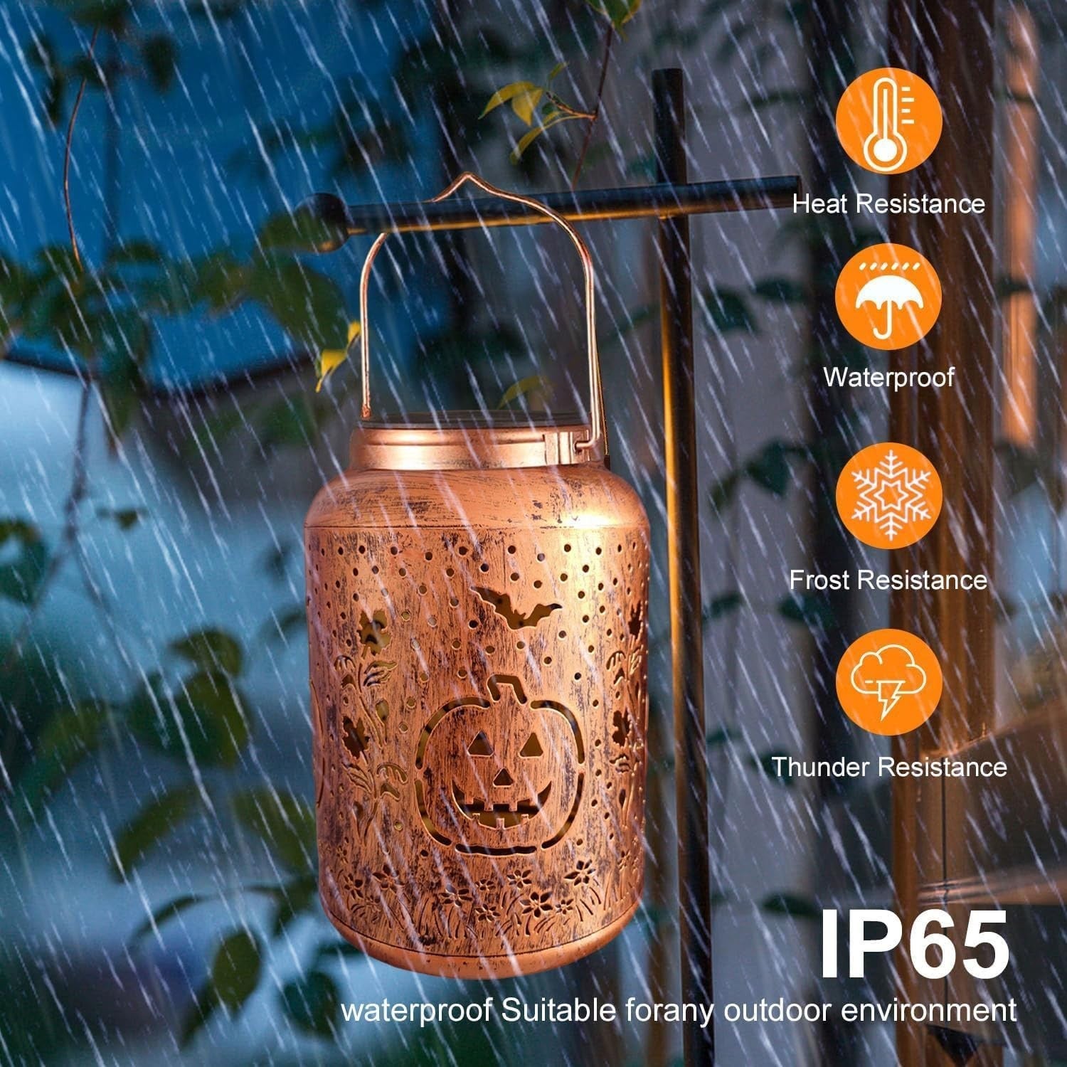 Halloween Pumpkin Solar Lantern Outdoor LED Garden Decor