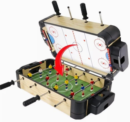 2 in 1 Tabletop Football Air Hockey Game Compact Family Fun Set