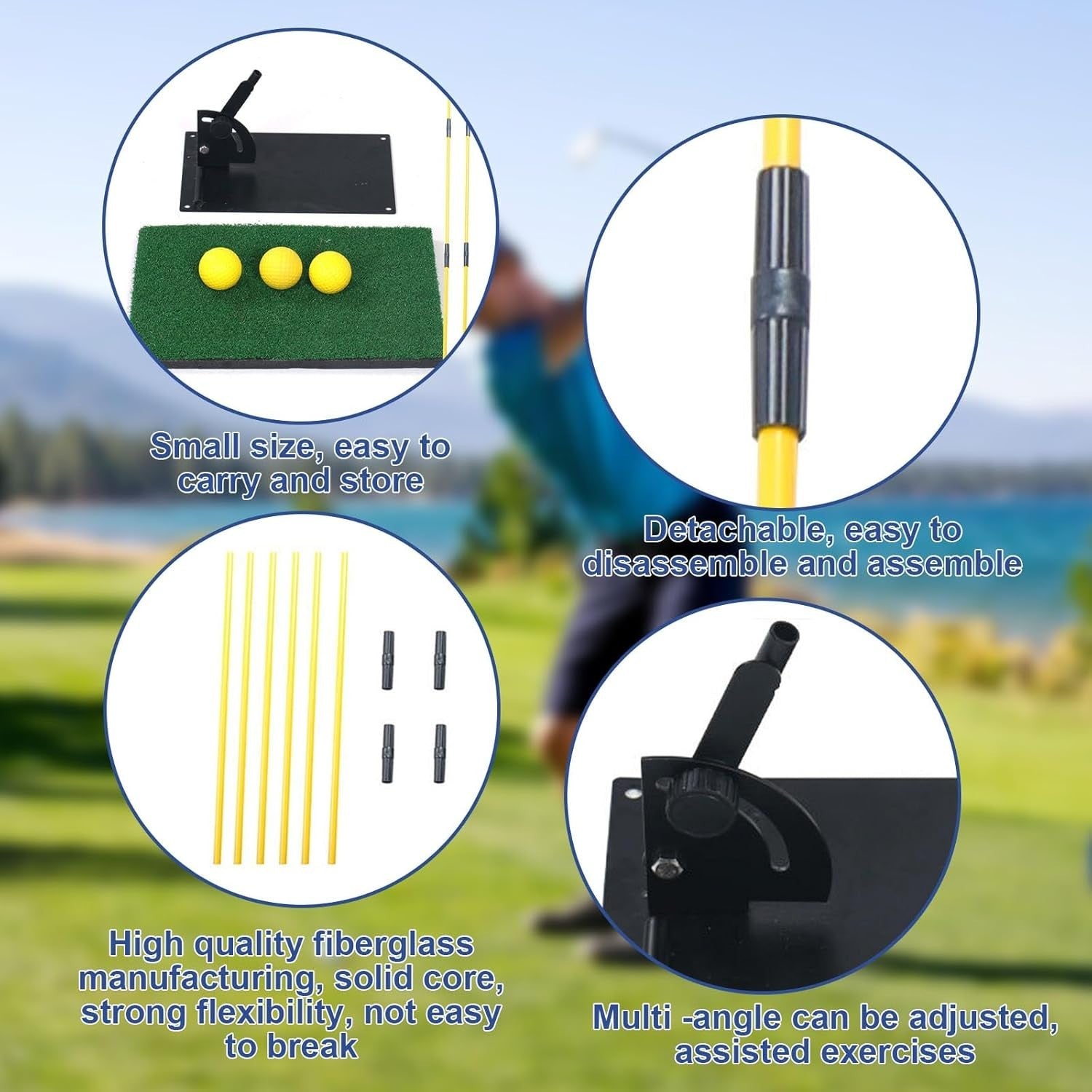 Golf Swing Trainer Alignment Stick Holder Practice Plate Set