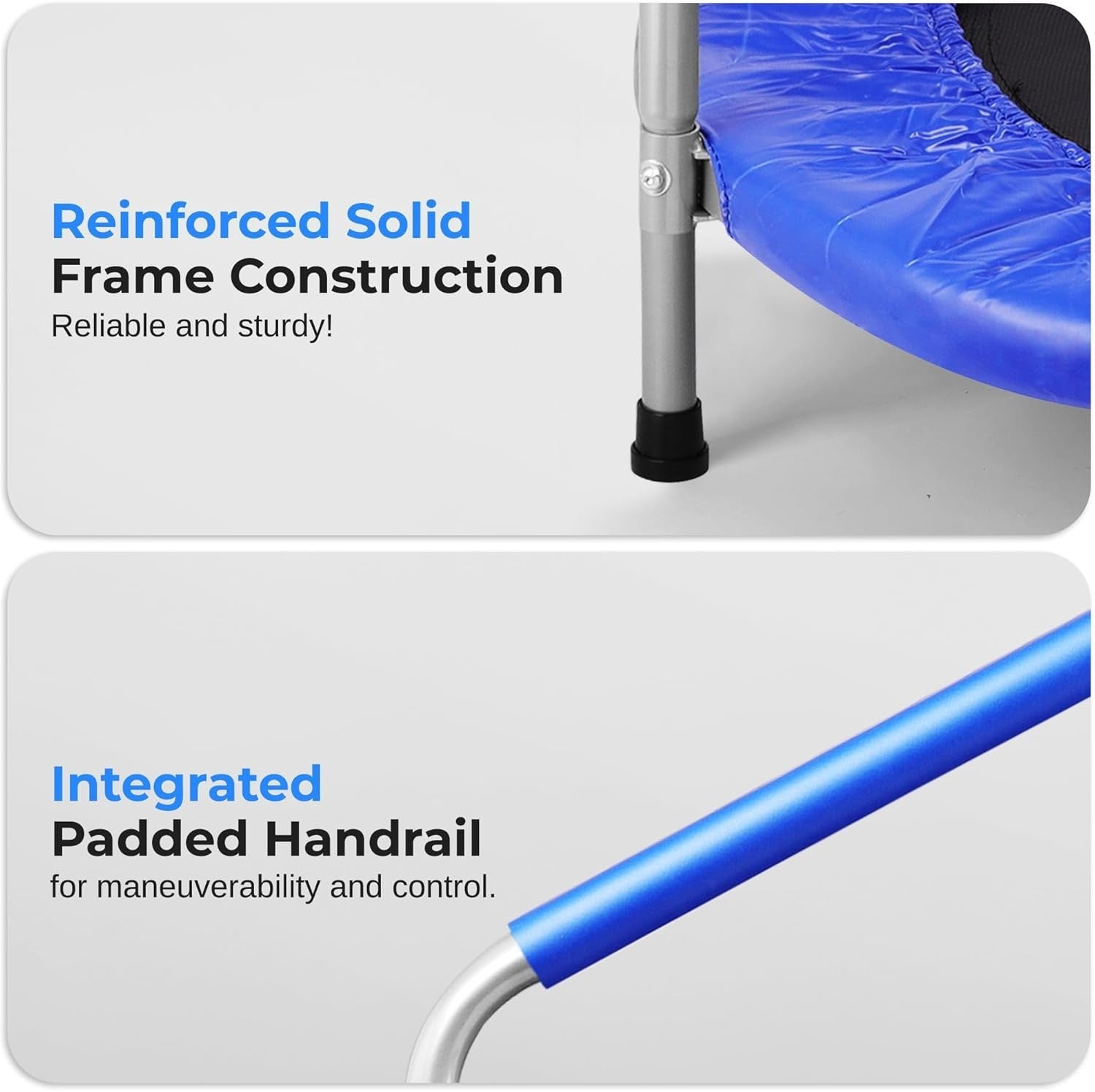 36” Foldable Mini Trampoline Indoor Outdoor Rebounder w Foam Handle