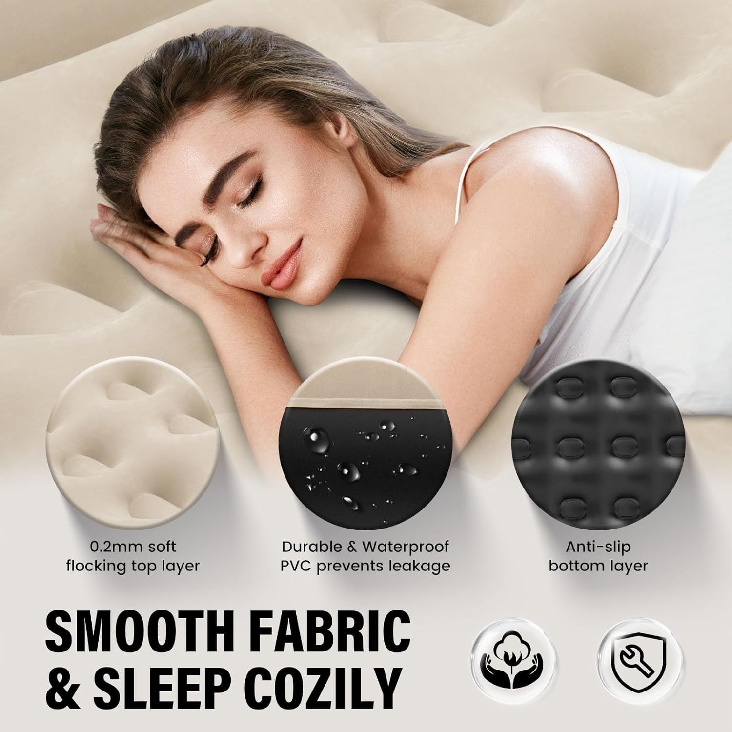 Small Double Air Mattress with Built-In Pump, Pillow & USB Port