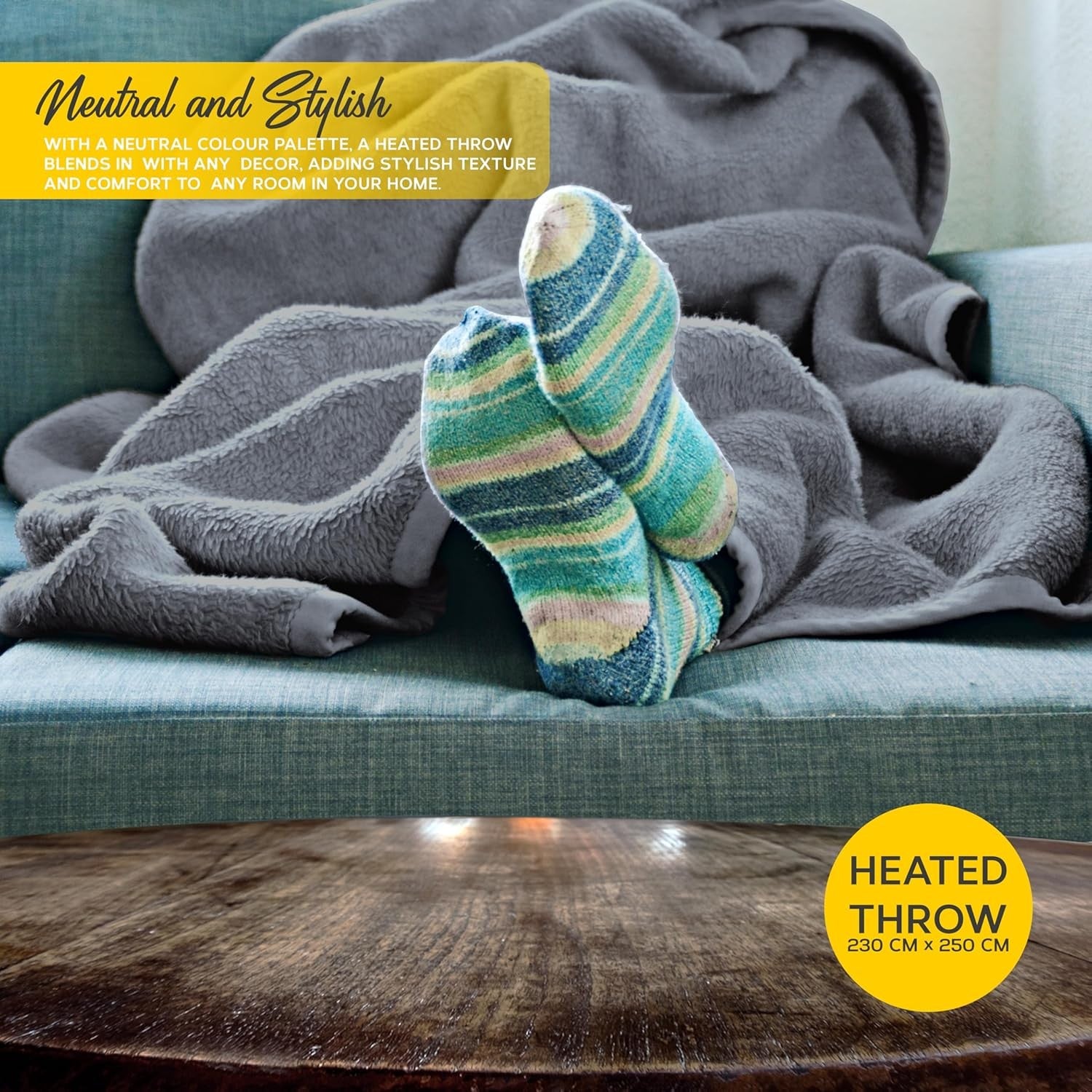 Electric Heated Throw Blanket King Dual Control Sherpa 6 Heat Timer 230x250cm