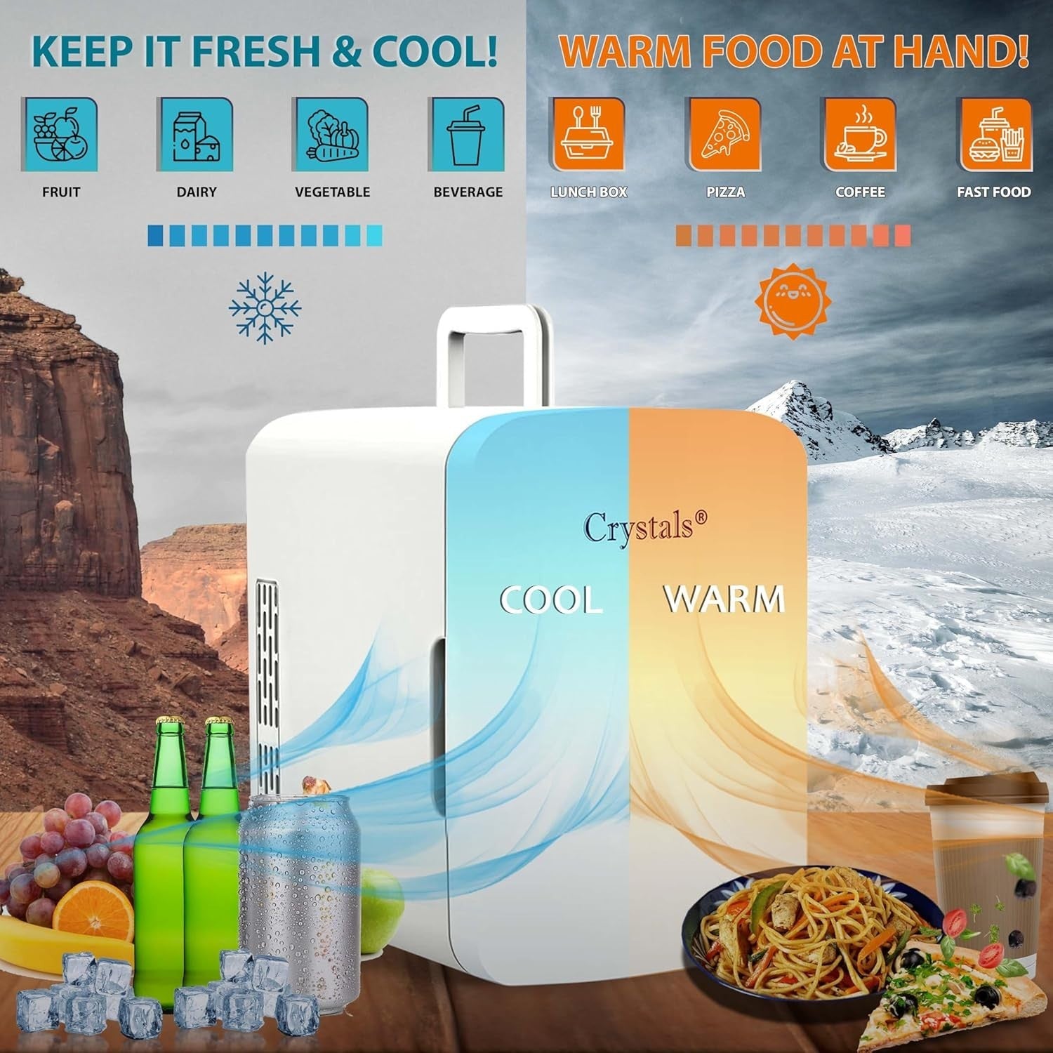 Mini Fridge 15L Cooler & Warmer 12V DC Portable White Compact Tabletop