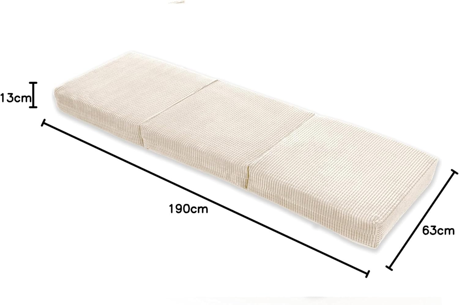 Z Bed Chair Futon Mattress Cream Fold Out Single Sofa Bed Footstool Seat