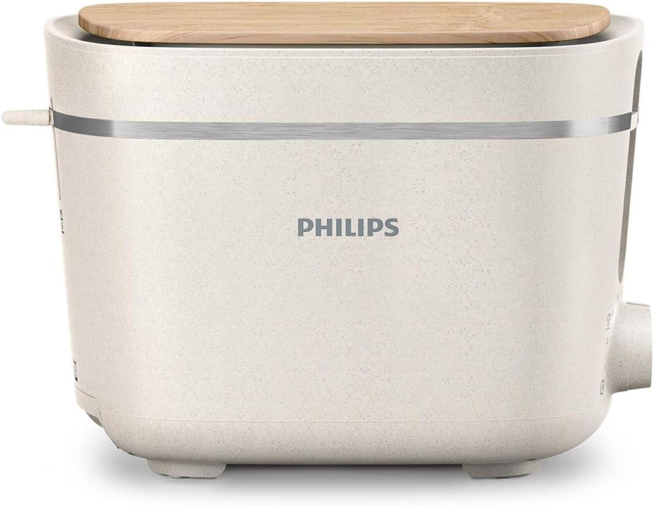 Eco-Friendly 8-Setting Toaster with Bun Warmer, Removable Crumb Tray & Wood
