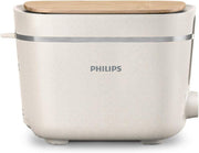 Eco-Friendly 8-Setting Toaster with Bun Warmer, Removable Crumb Tray & Wood