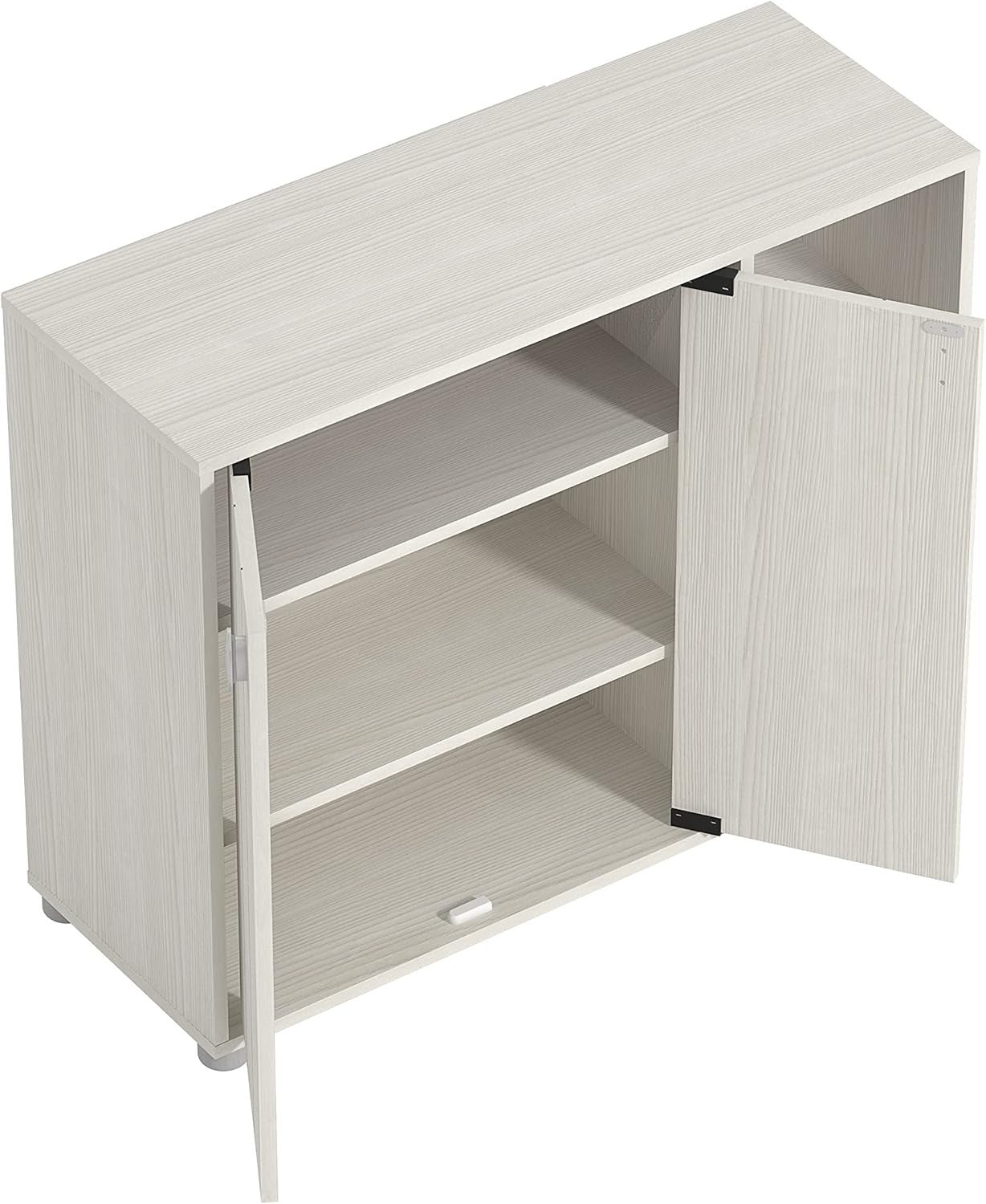 Cream Oak 2-Door Shoe Cabinet 12-Pair Storage 79.6x35.3x64.6cm